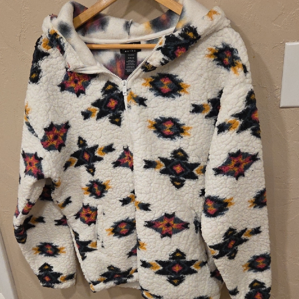 Wrangler Retro Aztec Sherpa Fleece Pullover Western Ranch Cozy Half Zip Size M